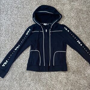 ❤️Fila Black Hoodie with White Detailing